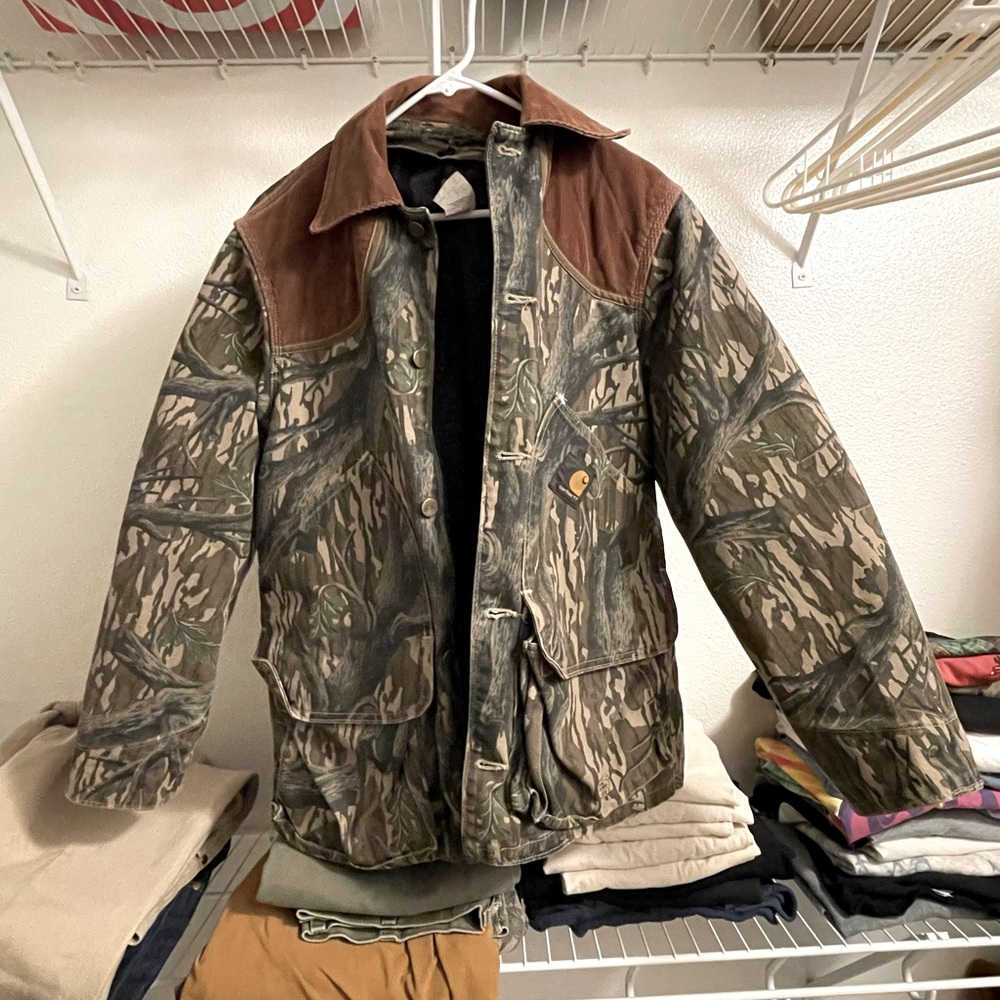 RARE vintage camo carhartt jacket. Size small blanket lined rare mossy oak camo